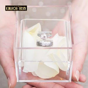 Acrylic ntshiab nyiaj hniav kub kab tshoob nplhaib Box